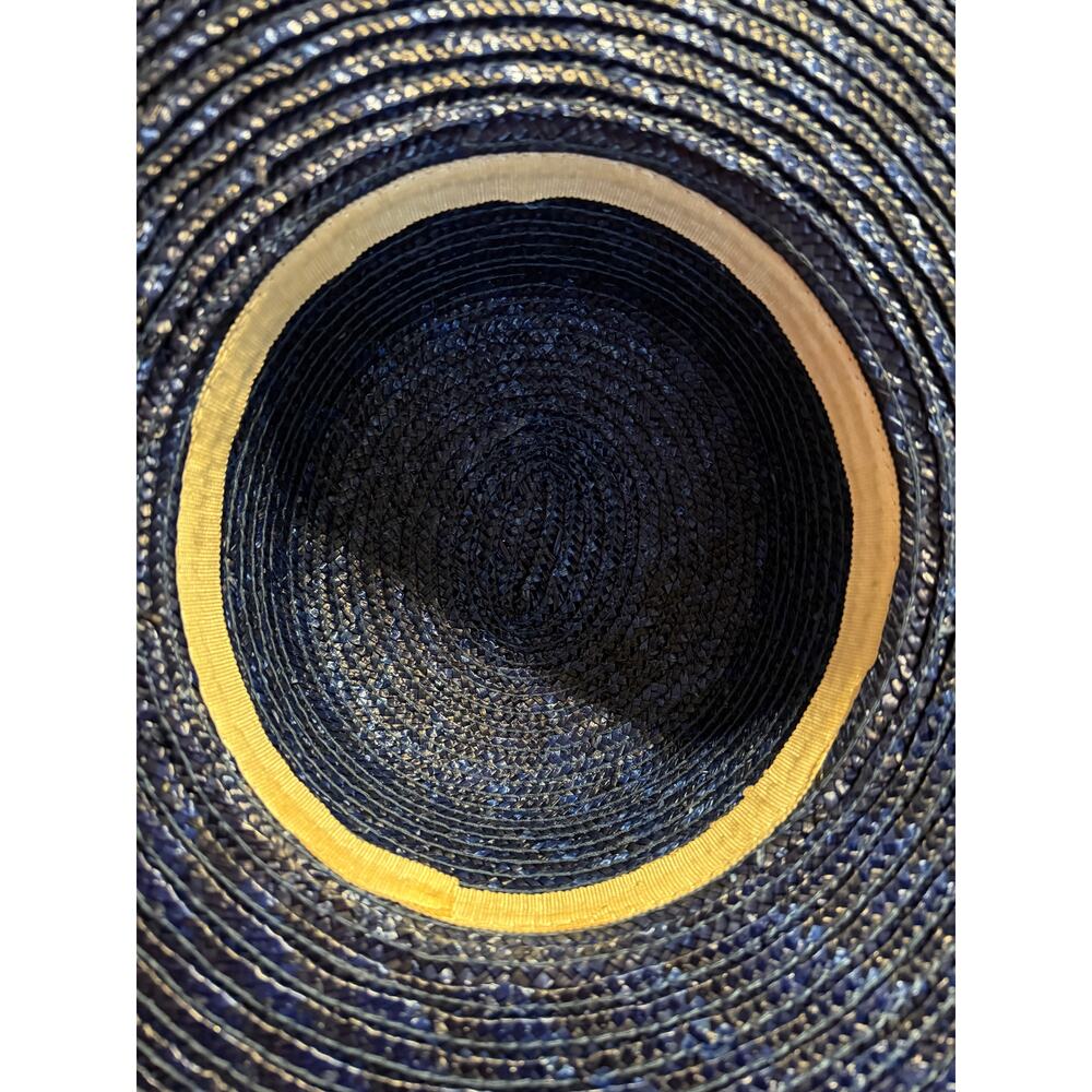 1980s Unbranded Navy Straw Sun Hat Vintage - Picture 5 of 5